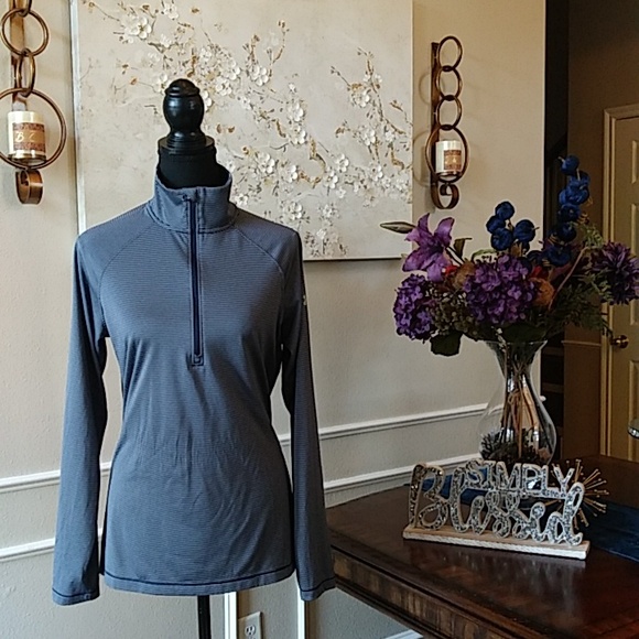 Under Armour Blue Stripes Pullover Long Sleeves Workout Top. Size M - Picture 3 of 17